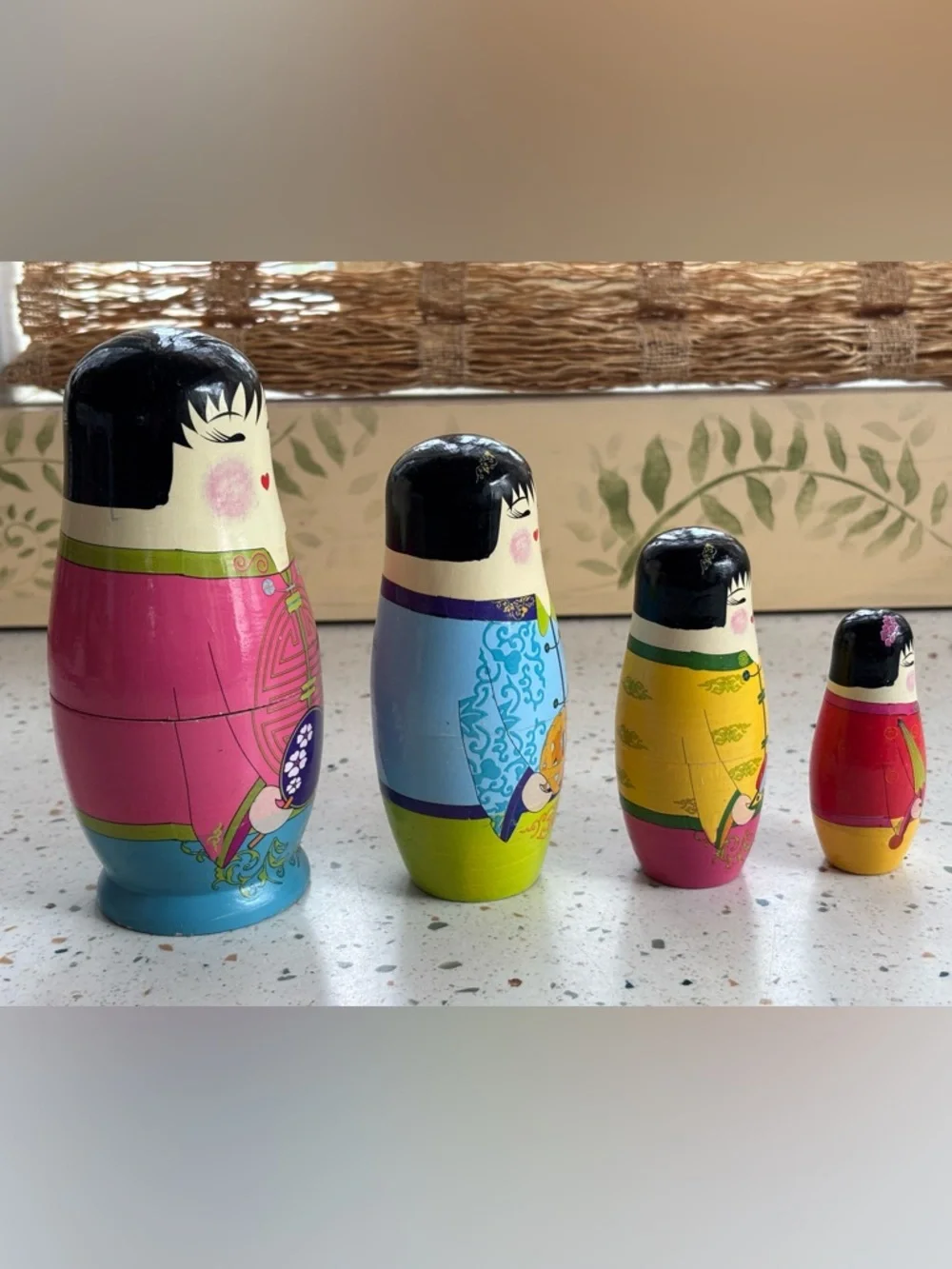 Pier 1 Hand-Painted‎ Wooden Chinese Nesting Dolls -